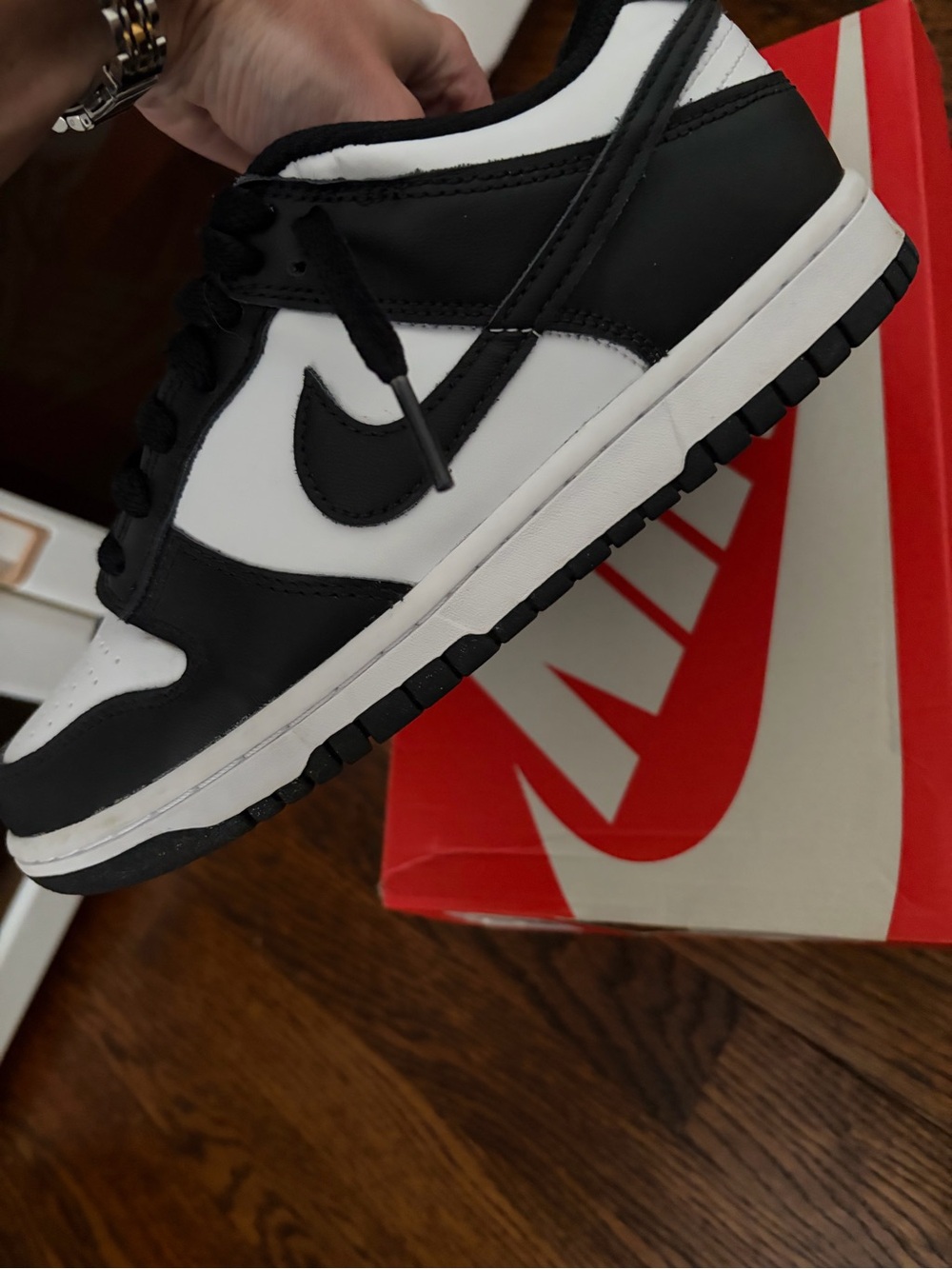 Nike Dunk Low Panda Black White Sneakers 5.5Y / Women’s 7 - Picture 12 of 12